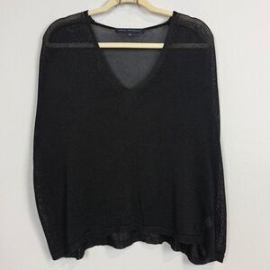French Connection Black Net Viscose Boxy Sleeveless Knit Top M
